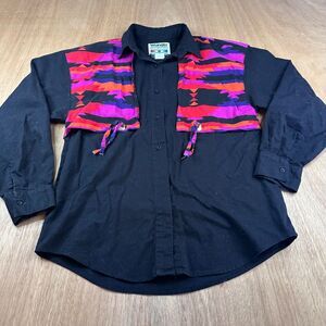 Wrangler Western Shirt Aztec Panel Black Long Sleeve Men’s Small